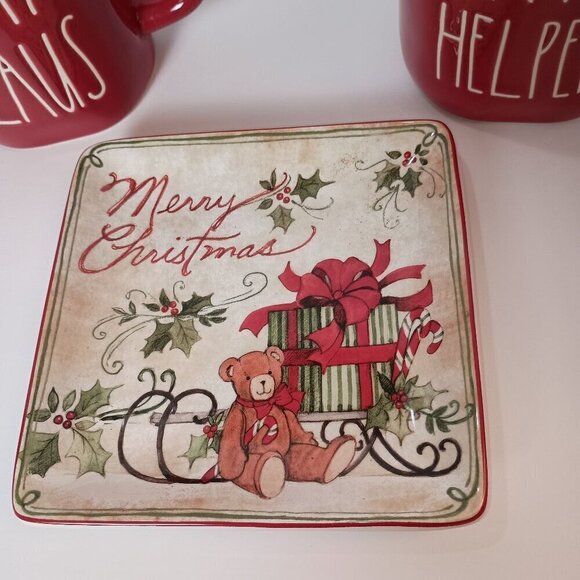 Rae Dunn Artisan Collection Christmas Items Santa Cups, Cocoa Jar, Cookie Plate - Picture 3 of 16